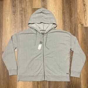 NWT Womens Natural Reflections Harbor Terry Hoodie & Shorts Set Seagrass Green L